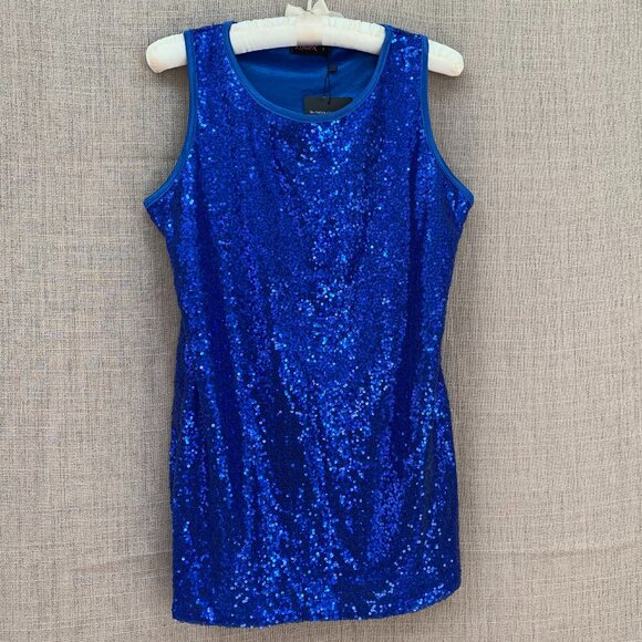 Blue Sequins Front and Back Sleeveless Top - Picture 3 of 15